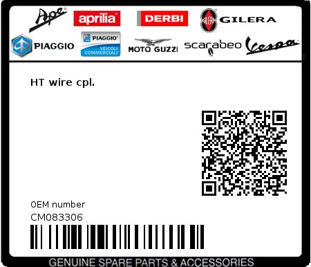 Product image: Vespa - CM083306 - HT wire cpl.  0