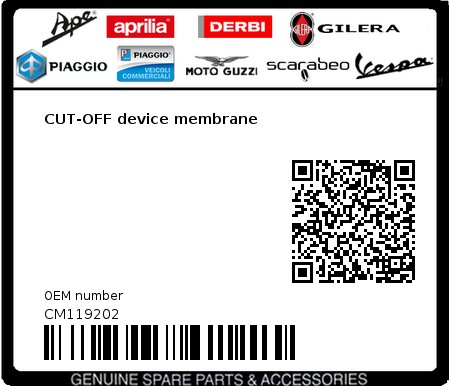 Product image: Vespa - CM119202 - CUT-OFF device membrane  