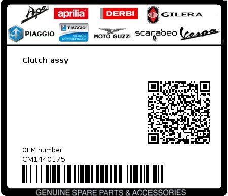 Product image: Vespa - CM1440175 - Clutch assy   0