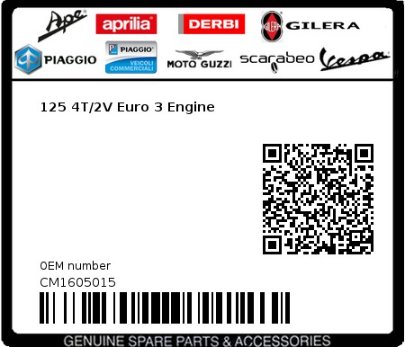 Product image: Vespa - CM1605015 - 125 4T/2V Euro 3 Engine   0