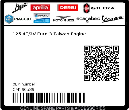 Product image: Vespa - CM160539 - 125 4T/2V Euro 3 Taiwan Engine   0