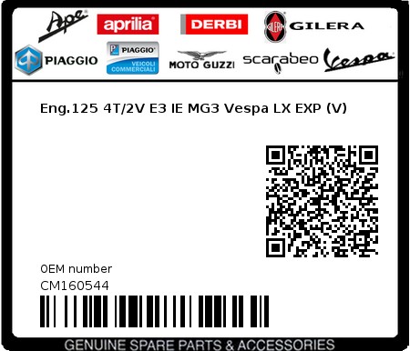 Product image: Vespa - CM160544 - Eng.125 4T/2V E3 IE MG3 Vespa LX EXP (V)   0