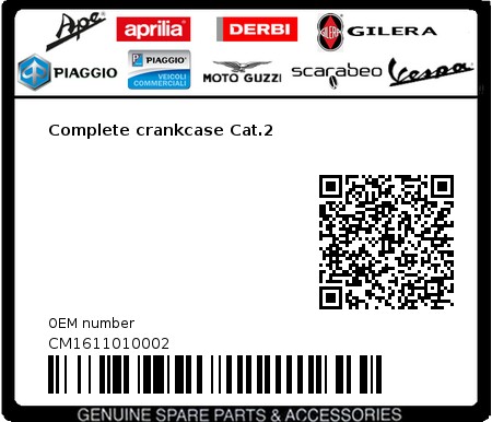 Product image: Vespa - CM1611010002 - Complete crankcase Cat.2   0