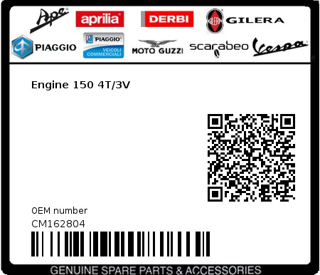 Product image: Vespa - CM162804 - Engine 150 4T/3V   0
