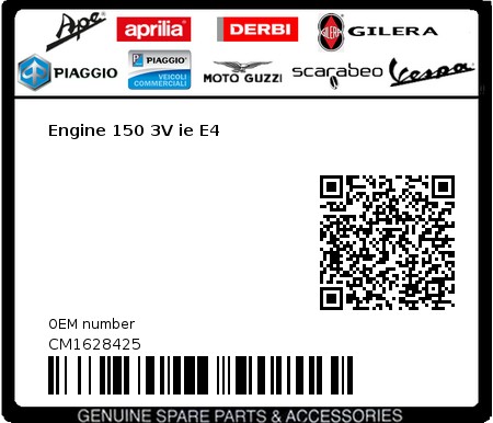 Product image: Vespa - CM1628425 - Engine 150 3V ie E4  0