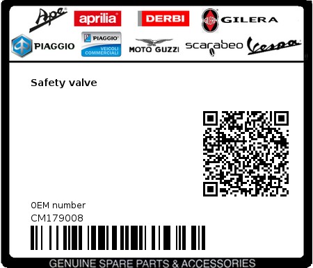 Product image: Vespa - CM179008 - Safety valve   0