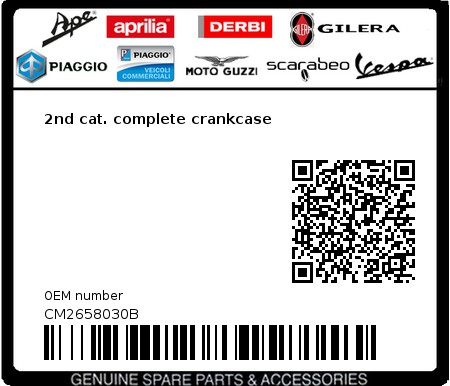 Product image: Vespa - CM2658030B - 2nd cat. complete crankcase  0