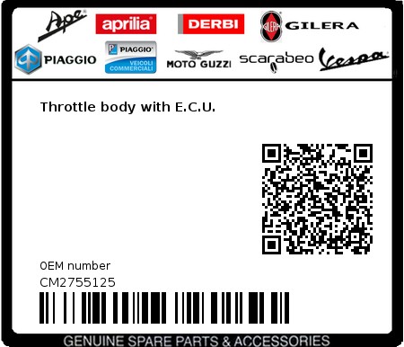 Product image: Vespa - CM2755125 - Throttle body with E.C.U.  0