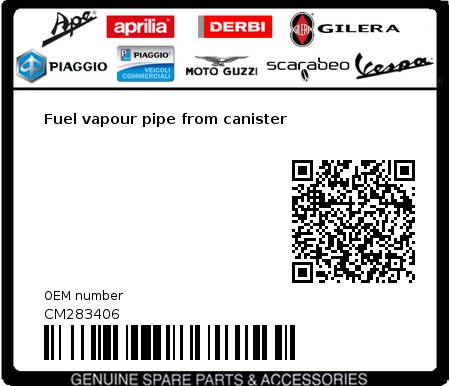 Product image: Vespa - CM283406 - Fuel vapour pipe from canister  0