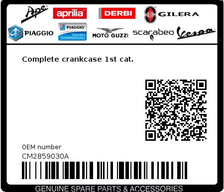 Product image: Vespa - CM2859030A - Complete crankcase 1st cat.  0