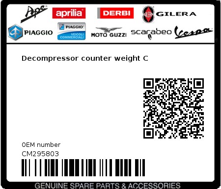 Product image: Vespa - CM295803 - Decompressor counter weight C 