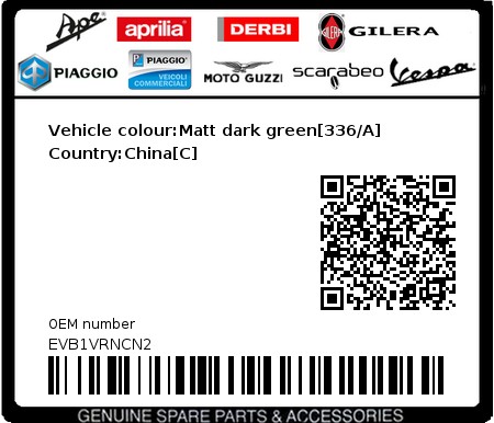 Product image: Vespa - EVB1VRNCN2 - Vehicle colour:Matt dark green[336/A]   Country:China[C]  0