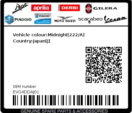 Product image: Vespa - EVG4DDAJ01 - Vehicle colour:Midnight[222/A]   Country:Japan[J]  0