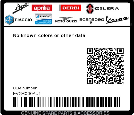 Product image: Vespa - EVGB000AU1 - No known colors or other data  0