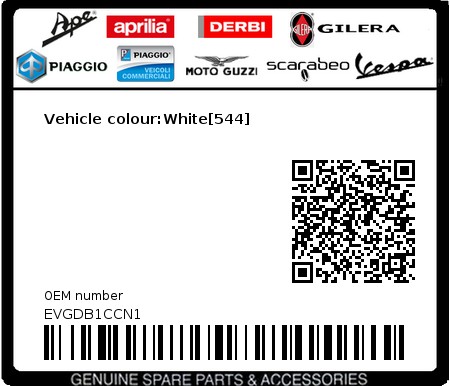 Product image: Vespa - EVGDB1CCN1 - Vehicle colour:White[544]  0