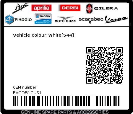 Product image: Vespa - EVGDB1CUS1 - Vehicle colour:White[544] 