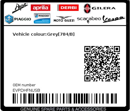 Product image: Vespa - EVPDHFNUSB - Vehicle colour:Grey[784/B]  0