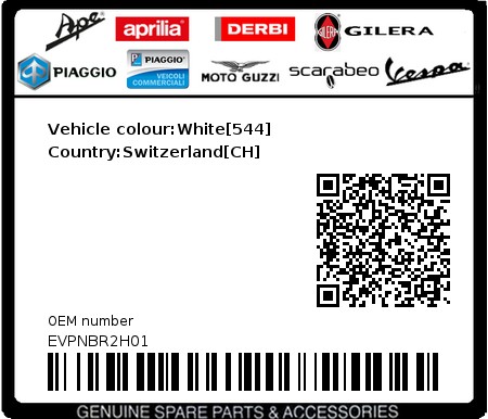 Product image: Vespa - EVPNBR2H01 - Vehicle colour:White[544]   Country:Switzerland[CH]  0