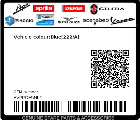 Product image: Vespa - EVPPDE5NL4 - Vehicle colour:Blue[222/A] 