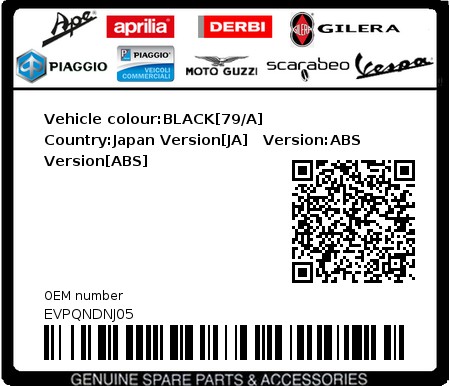 Product image: Vespa - EVPQNDNJ05 - Vehicle colour:BLACK[79/A]   Country:Japan Version[JA]   Version:ABS Version[ABS]  0