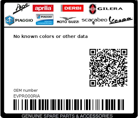 Product image: Vespa - EVPR000RIA - No known colors or other data  0