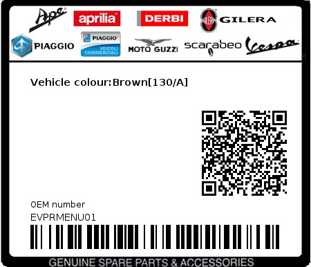 Product image: Vespa - EVPRMENU01 - Vehicle colour:Brown[130/A]  0