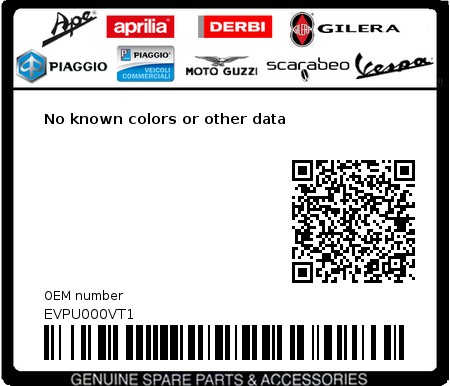 Product image: Vespa - EVPU000VT1 - No known colors or other data 