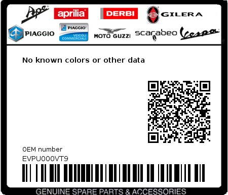 Product image: Vespa - EVPU000VT9 - No known colors or other data 