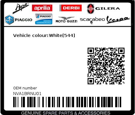 Product image: Vespa - NVA1BRNU01 - Vehicle colour:White[544]  0