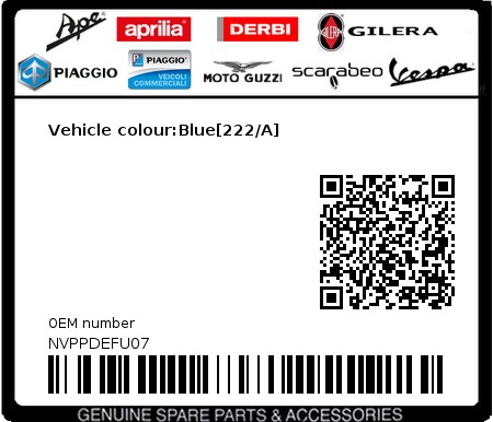 Product image: Vespa - NVPPDEFU07 - Vehicle colour:Blue[222/A]  0