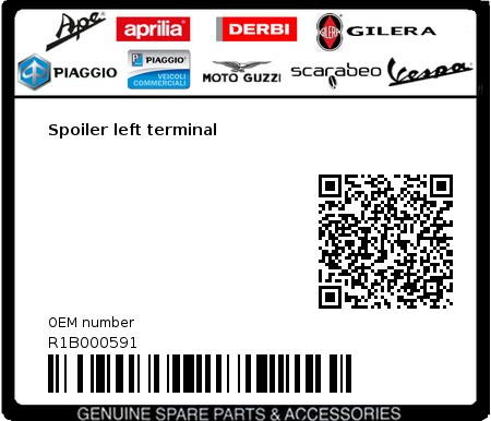 Product image: Vespa - R1B000591 - Spoiler left terminal  0