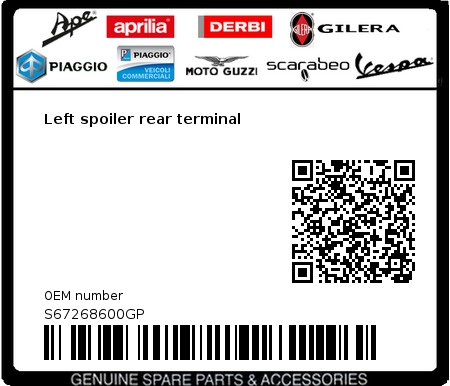 Product image: Vespa - S67268600GP - Left spoiler rear terminal  0