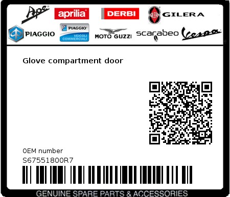Product image: Vespa - S67551800R7 - Glove compartment door  0