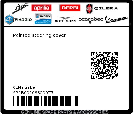 Product image: Vespa - SP1B002066000T5 - Painted steering cover  0