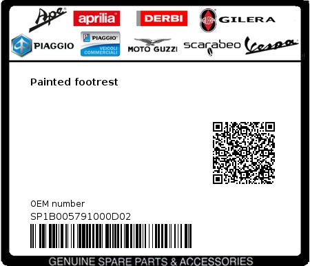Product image: Vespa - SP1B005791000D02 - Painted footrest  0