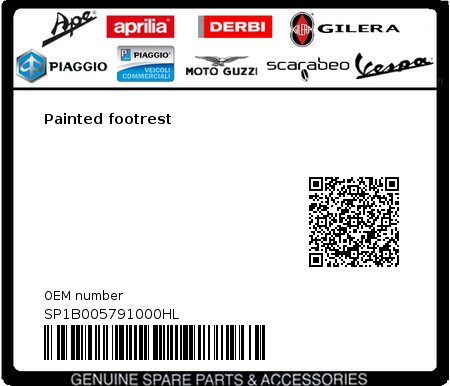 Product image: Vespa - SP1B005791000HL - Painted footrest  0