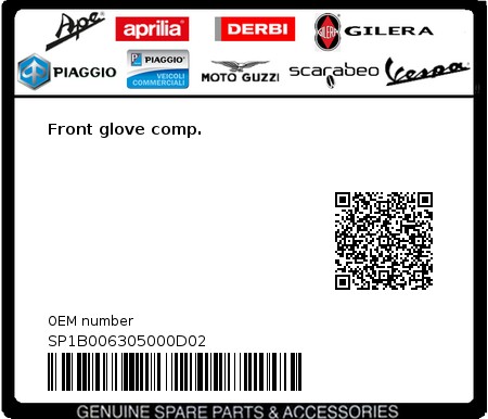 Product image: Vespa - SP1B006305000D02 - Front glove comp.  0