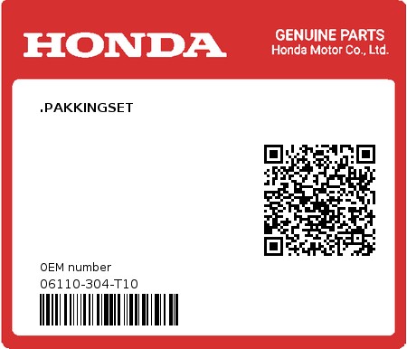 Product image: Honda - 06110-304-T10 - .PAKKINGSET  0