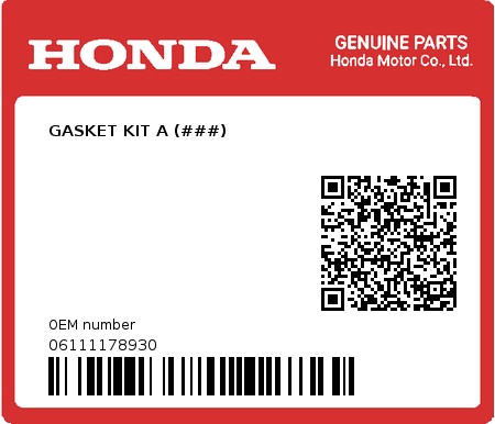 Product image: Honda - 06111178930 - GASKET KIT A (###)  0