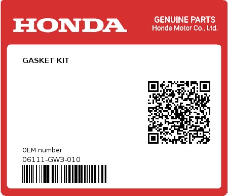 Product image: Honda - 06111-GW3-010 - GASKET KIT 