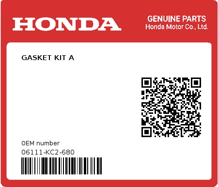 Product image: Honda - 06111-KC2-680 - GASKET KIT A  0