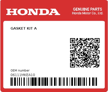 Product image: Honda - 06111MKEA10 - GASKET KIT A 