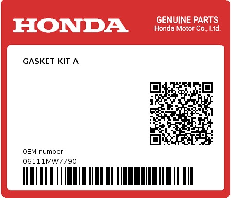 Product image: Honda - 06111MW7790 - GASKET KIT A  0