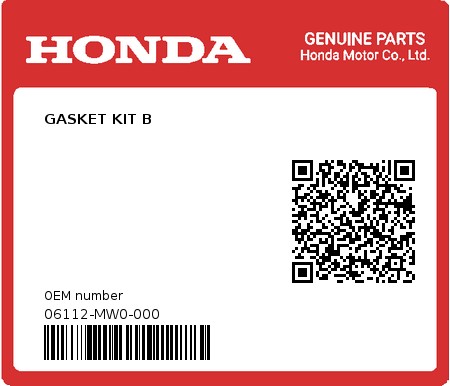 Product image: Honda - 06112-MW0-000 - GASKET KIT B 