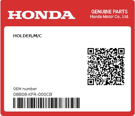Product image: Honda - 08B08-KFR-000CB - HOLDER,M/C  0