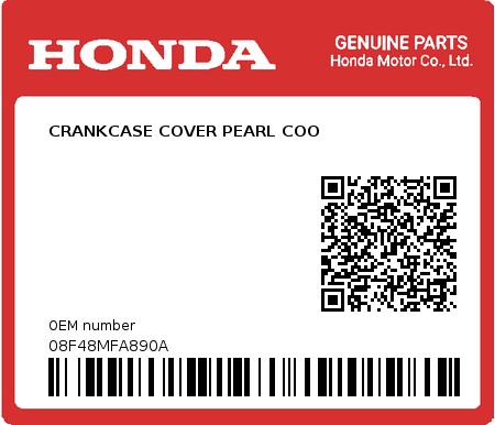 Product image: Honda - 08F48MFA890A - CRANKCASE COVER PEARL COO 