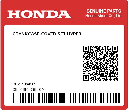 Product image: Honda - 08F48MFG8E0A - CRANKCASE COVER SET HYPER 