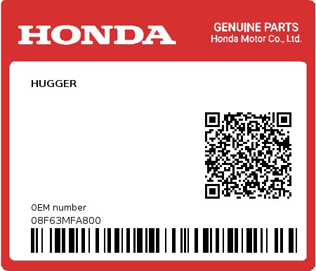 Product image: Honda - 08F63MFA800 - HUGGER  0