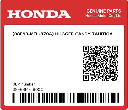 Product image: Honda - 08F63MFL800C - (08F63-MFL-870A) HUGGER CANDY TAHITIOA  0