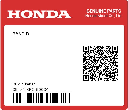 Product image: Honda - 08F71-KPC-80004 - BAND B  0